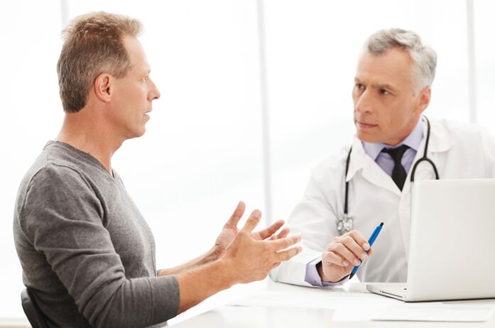A man with chronic prostatitis at a doctor's examination
